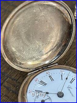 Vintage Crown Pocket Watch Triple Hunter Case 20 Years Gold Tone withChain