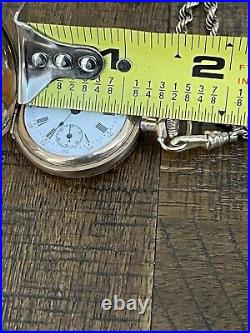 Vintage Crown Pocket Watch Triple Hunter Case 20 Years Gold Tone withChain