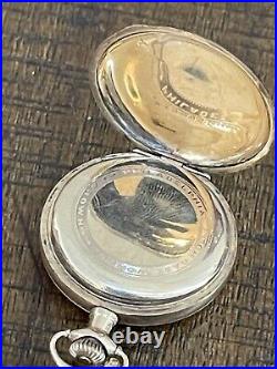 Vintage Crown Pocket Watch Triple Hunter Case 20 Years Gold Tone withChain
