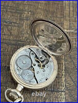 Vintage Crown Pocket Watch Triple Hunter Case 20 Years Gold Tone withChain