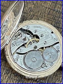 Vintage Crown Pocket Watch Triple Hunter Case 20 Years Gold Tone withChain