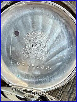 Vintage Crown Pocket Watch Triple Hunter Case 20 Years Gold Tone withChain