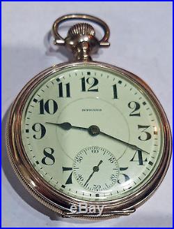 Vintage E Howard Boston Keystone #10 Railroad Pocket Watch Yellow Case 21 J