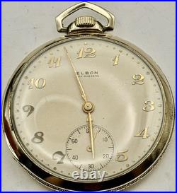 Vintage Elbon 7 Jewel Swiss Pocket Watch 10k rgp Star case Near Mint Running