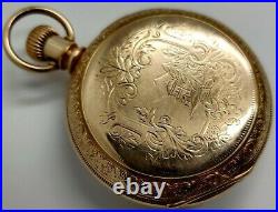 Vintage Elgin 108 15 jewel 16s fancy dial and 25 year 14k GF case watch Running