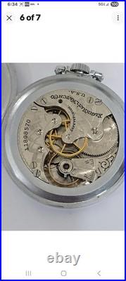 Vintage Elgin 12s Pocket Watch Nickel Chrome Case Runs, RARE