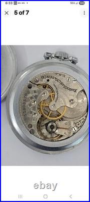 Vintage Elgin 12s Pocket Watch Nickel Chrome Case Runs, RARE