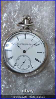 Vintage Elgin 16s Pocket Watch Coin Silver Case RunsLot292 G2U