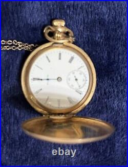 Vintage Elgin Gold Filled Hunters Case Watch Model 4 / Parts Restore + 46 Chain