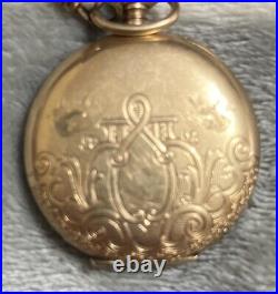 Vintage Elgin Gold Filled Hunters Case Watch Model 4 / Parts Restore + 46 Chain