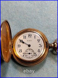 Vintage Elgin Grade 320 0S POCKET WATCH 14k Giant Gold Filled Case Parts Only