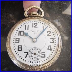 Vintage Elgin Pocket Watch 17 Jewels Swiss Movement 976 10K Gold RGP Star Case
