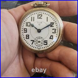 Vintage Elgin Pocket Watch 17 Jewels Swiss Movement 976 10K Gold RGP Star Case