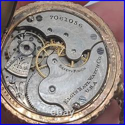 Vintage Elgin Pocket Watch Case Marked Fahys Monarch RUNS