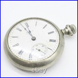 Vintage Elgin Pocket Watch Railroad Style White Large Silver Tone Case Antique