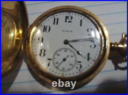 Vintage Elgin Pocket watch, hunter case, has FM 1916 etching 1 3/4 1544106 runs