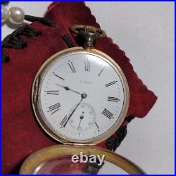 Vintage Elgin mechanical Pocket Watch 14770665 hunter case with suede bag