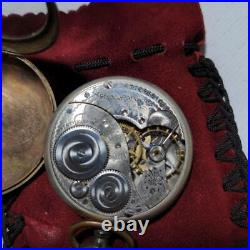 Vintage Elgin mechanical Pocket Watch 14770665 hunter case with suede bag