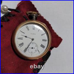 Vintage Elgin mechanical Pocket Watch 14770665 hunter case with suede bag