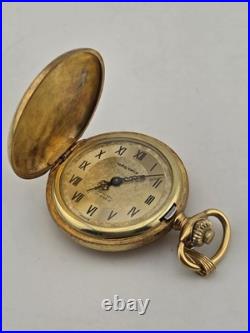 Vintage French Pocket Watch Nastrix 17J Antichoc Engraved Gold Filled Case 36mm