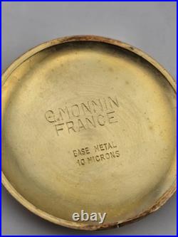 Vintage French Pocket Watch Nastrix 17J Antichoc Engraved Gold Filled Case 36mm