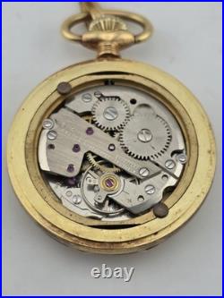 Vintage French Pocket Watch Nastrix 17J Antichoc Engraved Gold Filled Case 36mm