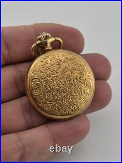 Vintage French Pocket Watch Nastrix 17J Antichoc Engraved Gold Filled Case 36mm