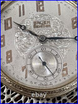Vintage GRUEN Semi Thin 15j 12s Swiss Pocket Watch Gruen GF Case Ornate Runs