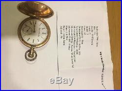 Vintage Gold Plated pocket watch ELGIN c 1894 Full hunter case