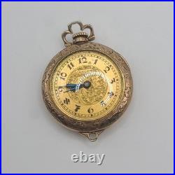 Vintage Gruen Pocket Watch Runs Gold Filled Can't Pop Case Open