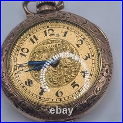 Vintage Gruen Pocket Watch Runs Gold Filled Can't Pop Case Open