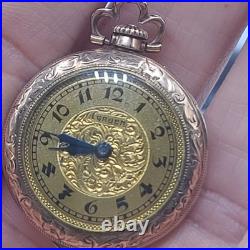 Vintage Gruen Pocket Watch Runs Gold Filled Can't Pop Case Open