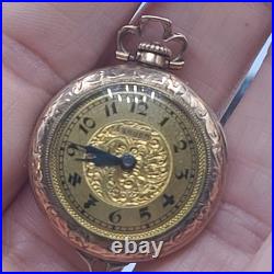 Vintage Gruen Pocket Watch Runs Gold Filled Can't Pop Case Open