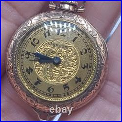Vintage Gruen Pocket Watch Runs Gold Filled Can't Pop Case Open