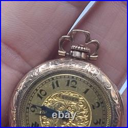 Vintage Gruen Pocket Watch Runs Gold Filled Can't Pop Case Open