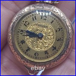 Vintage Gruen Pocket Watch Runs Gold Filled Can't Pop Case Open