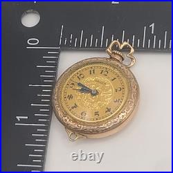 Vintage Gruen Pocket Watch Runs Gold Filled Can't Pop Case Open