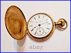 Vintage HAMPDEN Pocket Watch 18 Size Full Hunter case, Circa 1895 RUNS
