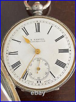 Vintage H. Samuel Manchester Pocket Watch, Silver Case, Keeping Time