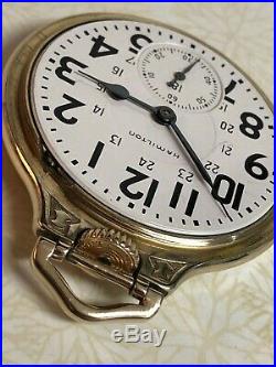 Vintage Hamilton 23 Jewel 950b Railroad Grade Pocket Watch 10 Gf Case (boc)