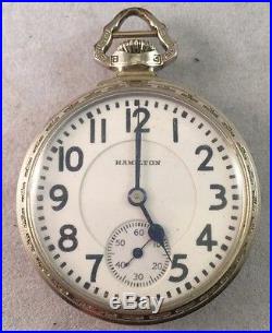 Vintage Hamilton 992 Railroad Pocket Watch 21j 16s 14k Gold Filled Case Runs