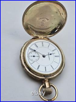 Vintage Hampden Champion Canton O Pocket watch c. 1894 Hunter Case RUNS 41mm