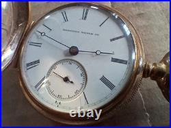 Vintage Hampden Hunter Fancy Case with Stag Pocket Watch Deuber Grand Parts Repair