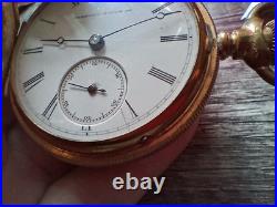 Vintage Hampden Hunter Fancy Case with Stag Pocket Watch Deuber Grand Parts Repair