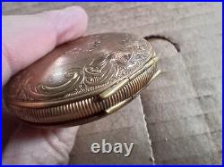 Vintage Hampden Hunter Fancy Case with Stag Pocket Watch Deuber Grand Parts Repair