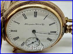 Vintage Hampden Pocket Watch 1548770 Mov't 4845936 Case Runs Needs REPAIR