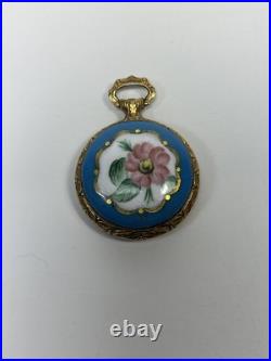 Vintage Hand Painted Signed Enamel Gold Plated Swiss S Kocher Pocket Watch Case