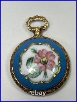 Vintage Hand Painted Signed Enamel Gold Plated Swiss S Kocher Pocket Watch Case