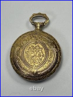 Vintage Hand Painted Signed Enamel Gold Plated Swiss S Kocher Pocket Watch Case