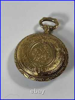 Vintage Hand Painted Signed Enamel Gold Plated Swiss S Kocher Pocket Watch Case